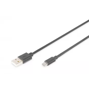 Assmann USB 2.0-verbindingskabel. Type-A - Micro-B M/M. 3,0m. USB 2.0-conform. UL. zwart (AK-300110-030-S)