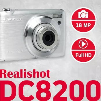 Agfa Photo DC8200 zilver + tas + SD-kaart 16 GB