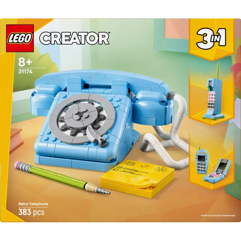 Constructiespeelgoed LEGO Creator 3-in-1 31174 retro-telefoon set, 383 onderdelen, 8+ jaar, 70×110×150 mm