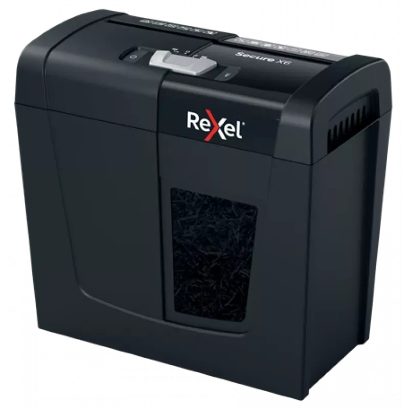 Rexel Secure X6 2020122EU papierversnipperaar met kruisversnippering, P-4, 4x40 mm, 6 vel, opvangbak 10 l, 70 dB, zwart
