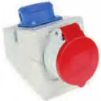 Industriële contactdoos Bachmann 910.002, 5P, 400 V, 16 A, IP44, polycarbonaat, blauw/rood/wit