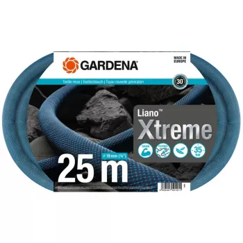 Ronde slang irrigatieslang Gardena Liano Xtreme 25 m blauw grijs oranje