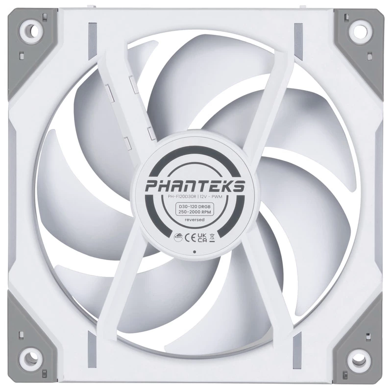 Phanteks D30-120 PWM Reverse Airflow D-RGB behuizingsventilator, 120 mm, (3 stuks), wit