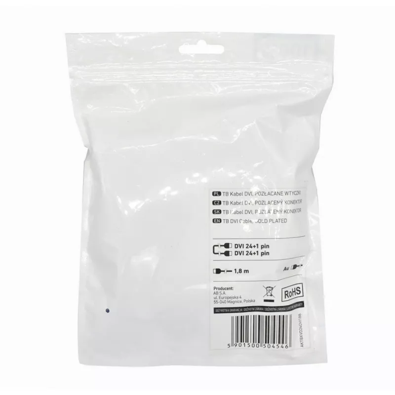 TB MM DVI 24 + 1 kabel 1,8 m, zwart, goud (AKTBXVD24DVI18B)