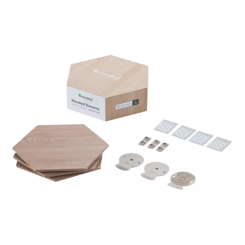 Sfeerverlichting Nanoleaf Elements Houtlook Hexagon Uitbreidingspakket 3 stuks