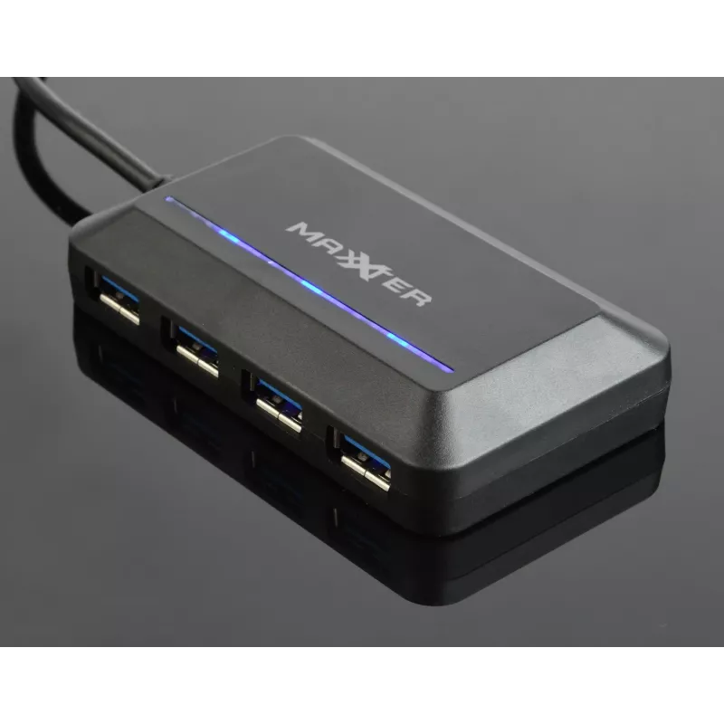 USB-hub GEMBIRD ACT-HUB3C-4P — USB 3.2 Gen 1 Type-A host naar 4 × USB 3.2 Gen 1 Type-C, 5000 Mbit/s, zwart