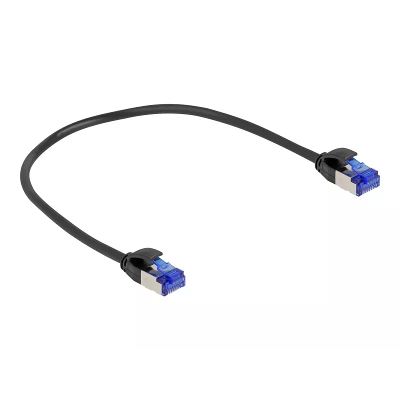 Netwerkkabel DeLOCK RJ45 Cat.6A S/FTP slank 0.25m zwart