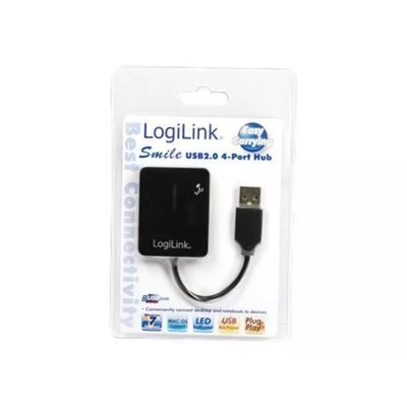 USB-hub LOGILINK UA0139 – 4-poorts USB 2.0, 480 Mbit/s, zwart