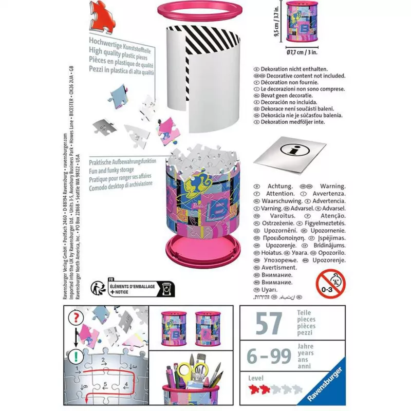 3D-puzzel organizer Ravensburger Utensilo Barbie — model 11585, thematische 3D-decoratie-opberger