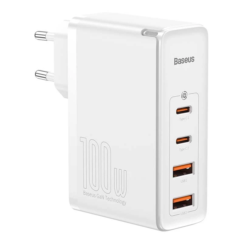 Reisoplader Baseus GaN2 Pro Quick 2x USB + 2x USB-C, 100W, EU (wit)