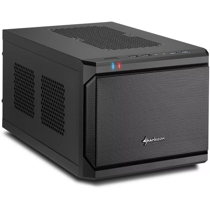 Sharkoon QB One zwart - Midi/Minitower ITX, Mini-ITX 3,5 - PC-/Server voeding koeler - USB, USB 2.0, USB 3.0