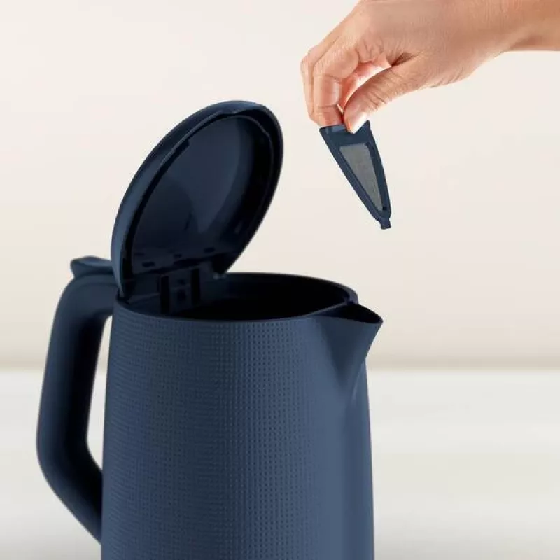 Elektrische waterkoker Tefal KO2M0410 — 1,7 L, 2400 W, blauw, waterniveau-indicator, antikalkfilter