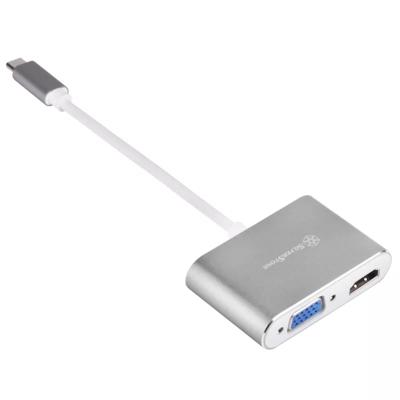 Externe video-adapter SILVERSTONE EP16 USB-C 3.1 met HDMI- en VGA-uitgangen