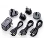 Voeding Tascam PS-P520U, universeel binnen 100–240V naar 5V 2A, coaxiaal/micro-USB/USB-C, zwart