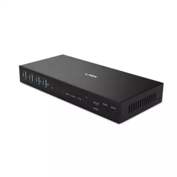 Lindy 2-poorts dual head HDMI 4K60, USB 3.0 KVM-switch, 4096 x 2160 pixel, 4K Ultra HD, zwart