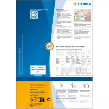 Robuuste etiketten HERMA A4 52,5x93,5 mm wit papier niet hechtend 1200 stuks