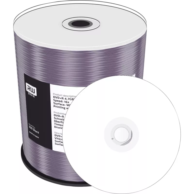 MediaRange inkjet fullsurface-printable - 100 x DVD+R 16x - opslagmedium (MR414)