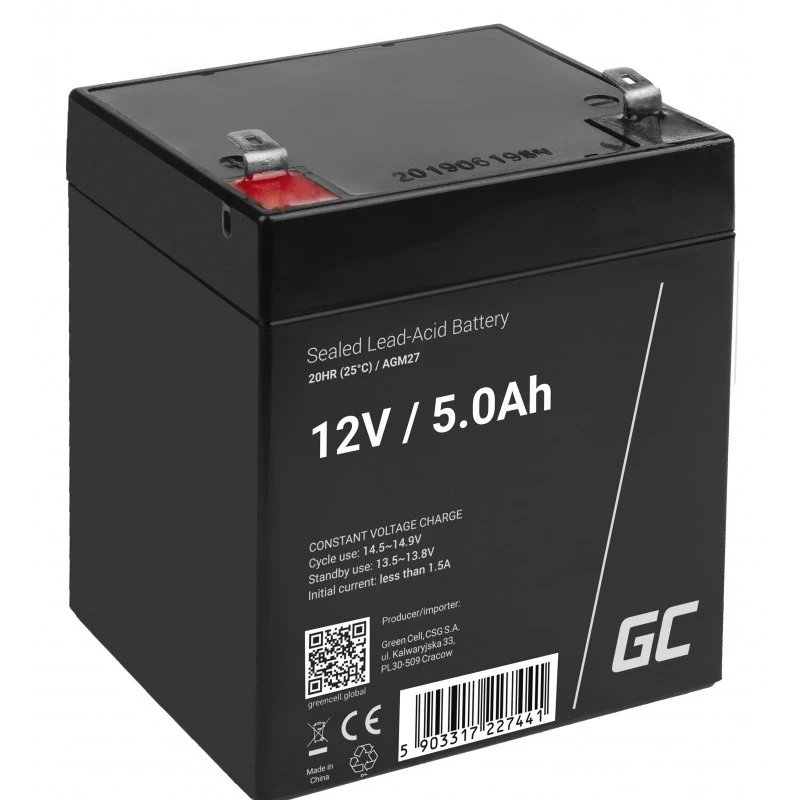 Green Cell AGM27 UPS-batterij lood-zuur (VRLA) 12 V 5 Ah