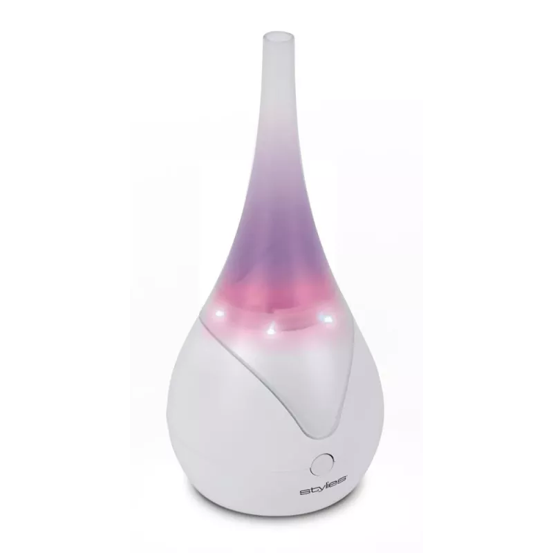 Stylies Luna COP000846 ultrasone aromadiffuser, kleurwisselend LED-licht, nachtmodus, automatische uitschakeling, 100 x 100 x 234 mm, wit