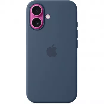 Siliconen hoesje Apple iPhone 16 MagSafe denim hoesje blauw 6,1 inch