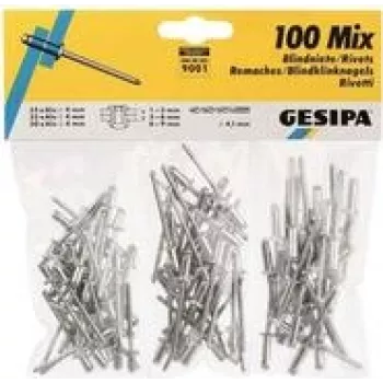 Blindklinknagelset GESIPA 100 stuks model 1433667 (verschillende maten, aluminium/staal)