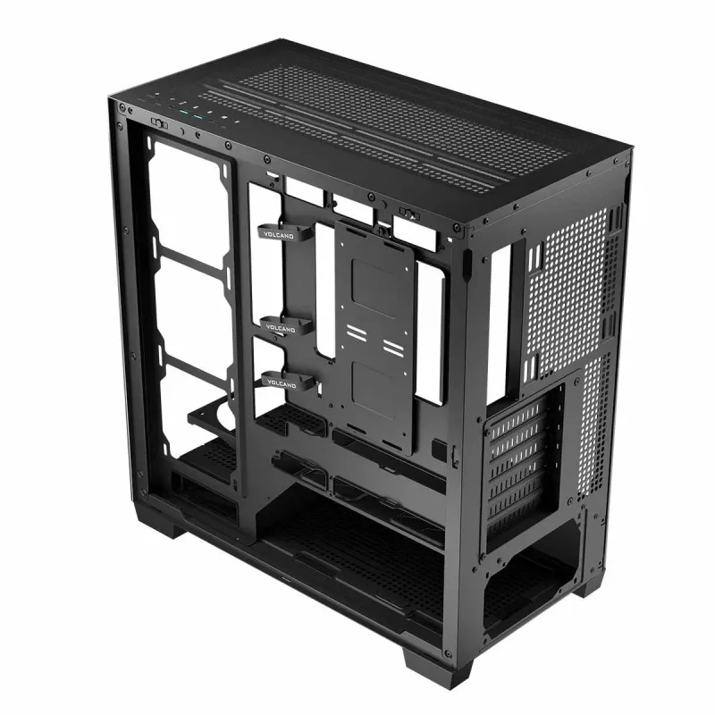 PC-behuizing MODECOM Volcano Stellar NF ATX Midi Tower, gehard glas, zwart, ondersteunt ATX/micro ATX, GPU tot 420 mm, CPU-koeler 175 mm