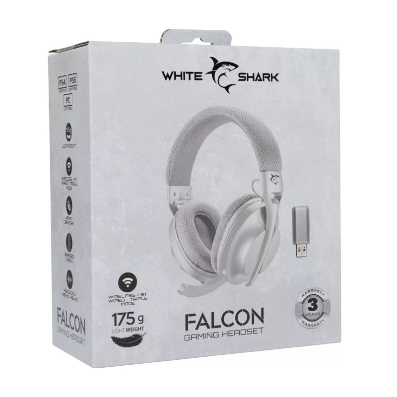 Koptelefoon White Shark WGH-2441 Falcon wit/grijs