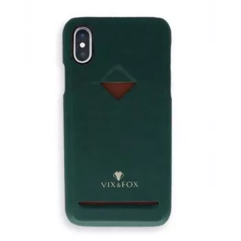 Telefoonhoes met kaartvak VixFox voor iPhone X / XS, bosgroene beschermhoes met kaartvak
