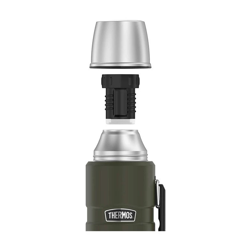 Thermosfles THERMOS TH-170028 470 ml, vacuümgeïsoleerd RVS, olijfgroen, 24 u warm/koud