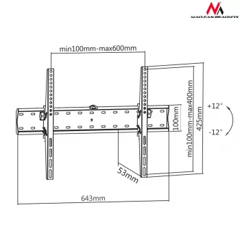 Maclean Mc-668 wandsteun kantelbaar, tot 40 kg, VESA 100x100 tot 600x400