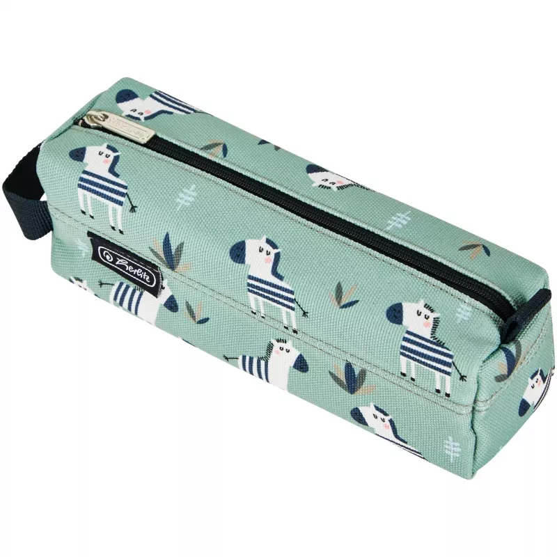 Zachte etui Herlitz Quattro Crazy Zebra polyester zwart groen wit 215x70x80mm