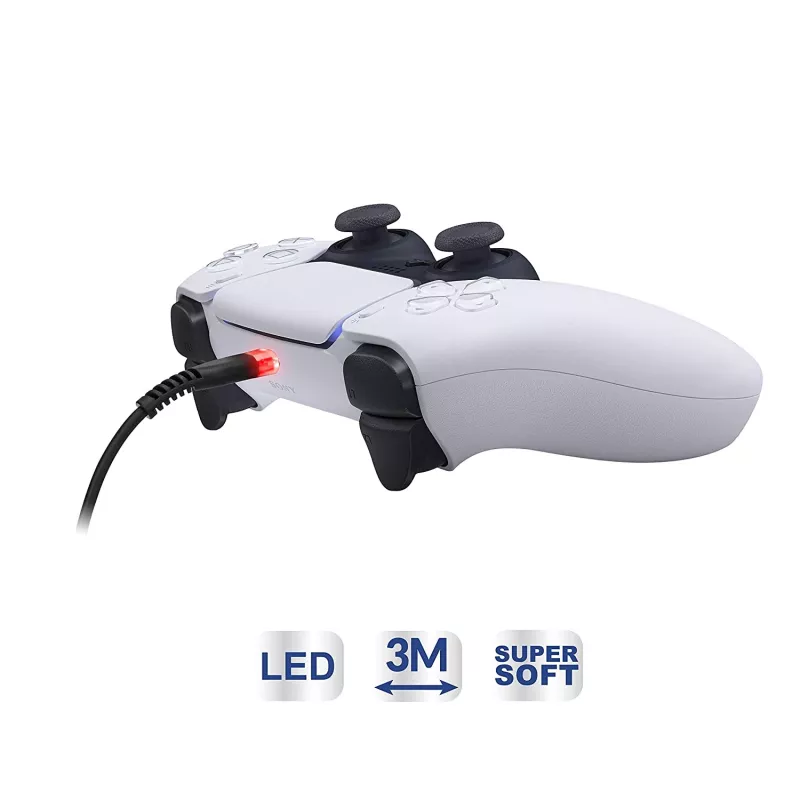 USB-C-oplaadkabel SUBSONIC SA5601 3 m – compatibel met PS5, Xbox, Nintendo Switch