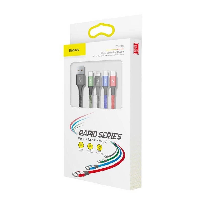 USB-kabel Baseus Fast 4in1 2xUSB-C / Lightning / Micro 3.5A 1.2m (zwart)