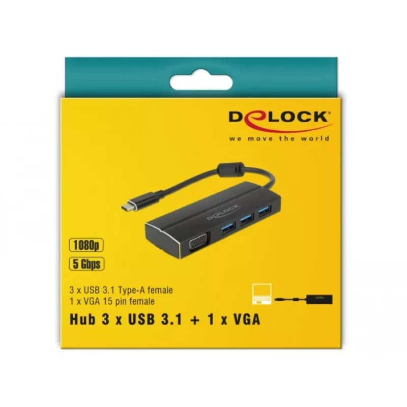 Laptop Dock DeLOCK 63932 USB 3.2 Gen 1 Type-C zwart