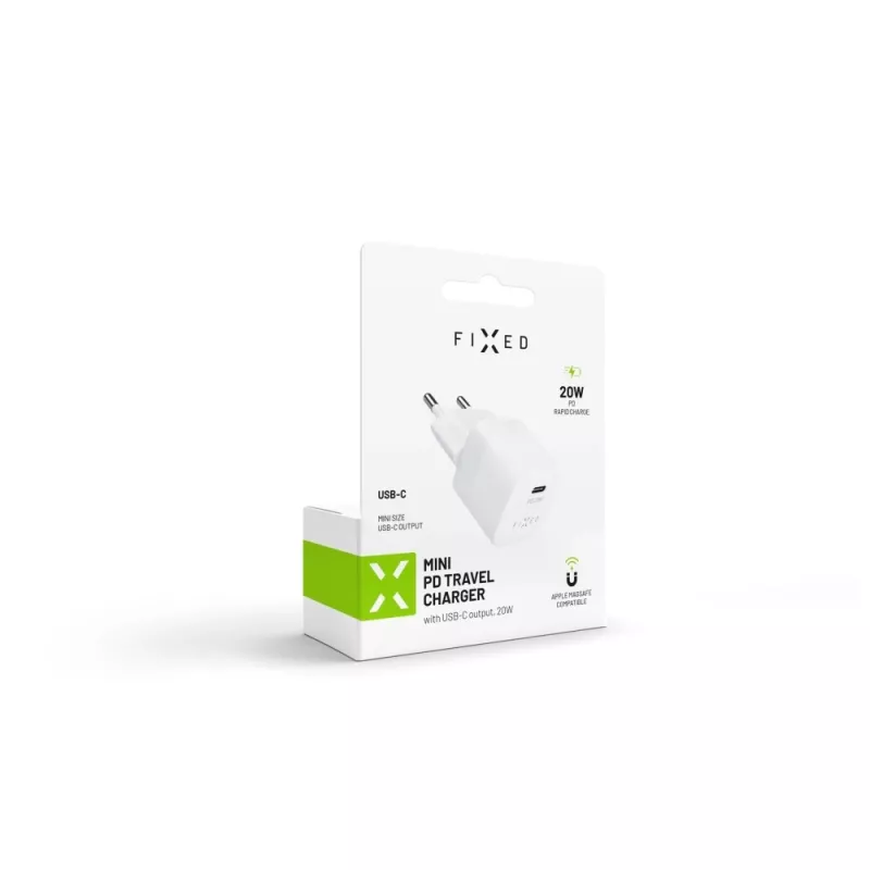Draagbare USB-C-reisoplader FIXED FIXC20M-C-WH 20W compact ontwerp