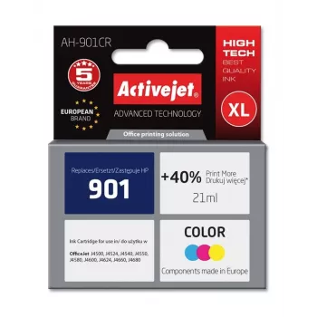 Compatibel inktpatroon ActiveJet AH-901CR kleur (High XL, op kleurstofbasis, 21 ml, cyaan/magenta/geel)
