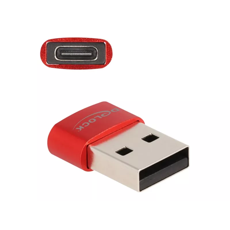 Delock - USB-adapter - USB (M) naar 24 pin USB-C (W) - USB2.0 3 A - rood (60050)