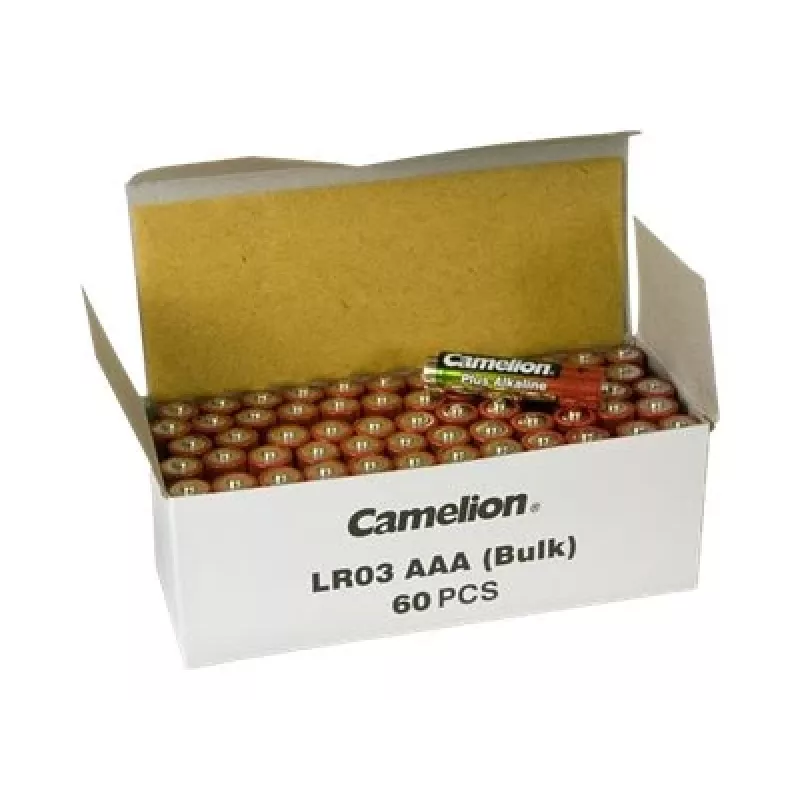Alkalinebatterijen CAMELION AAA (LR03) 60 stuks — pack voor apparaten met hoog stroomverbruik