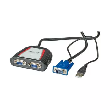 Draagbare VGA-videosplitter, 2x, 250 MHz, VGA, 2x VGA, grijs, 250 MHz, 0,65 m, 1920 x 1440