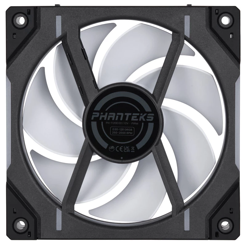Phanteks D30 PH-F120D30_DRGB_PWM_BK01_3P 120 mm PWM D-RGB behuizingsventilatoren, Regular Airflow, 3 stuks, zwart