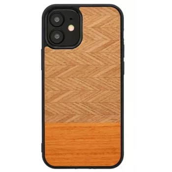 Telefoonhoesje Man and Wood voor iPhone 12 mini, visgraat arancia zwart