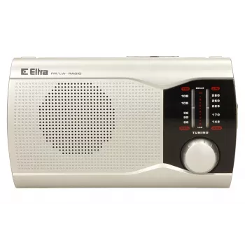 Draagbare Eltra EWA zilver radio — AM/FM-ontvanger, batterijgevoed