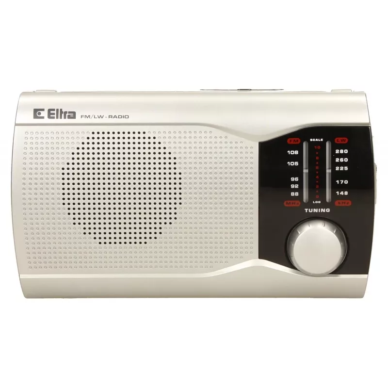 Draagbare Eltra EWA zilver radio — AM/FM-ontvanger, batterijgevoed