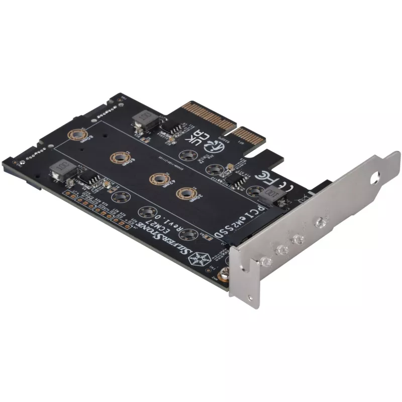Silverstone SST-ECM27 M.2/SATA-adapterkaart, PCIe 4.0, 1x M-Key, 2x SATA 6G - Low Profile