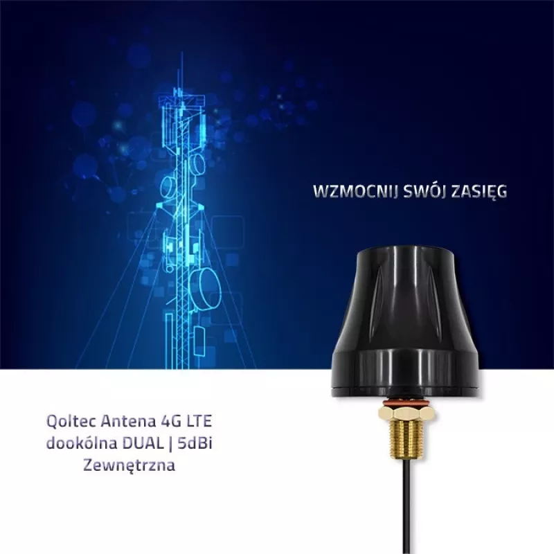 Rondstraalende 4G-LTE-antenne QOLTEC 57037, dual-polarized, 5 dBi gain