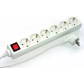 Stroomverlenging e+p E 60/3 3m 6 AC-stopcontacten wit