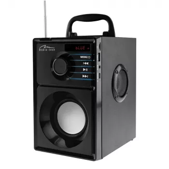 Draagbare luidspreker MEDIA-TECH MT3179, 20 W (RMS 15 W), Bluetooth 5.1, FM, MicroSD, USB, AUX, Li-Ion, 6 uur, houten behuizing