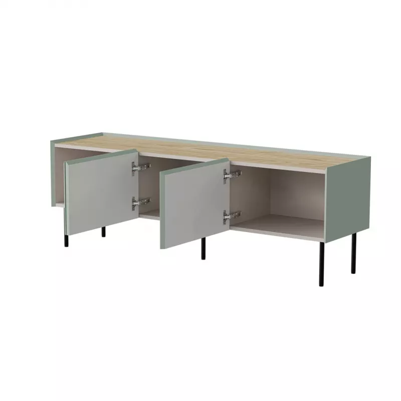 Cama FELLINI TV-kast 150x40x52 olijfgroen + geoliede eikenplaat