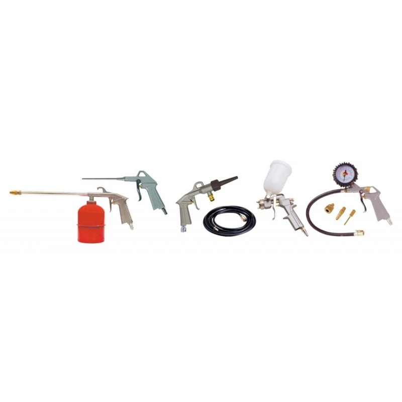 Perslucht-gereedschapset STANLEY 9045718STN, 9-delig, metaalgereedschap, spiraalslang 5 m, max. 20 bar