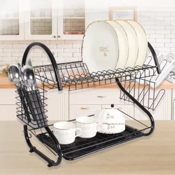 Vrijstaand afwasrek Maestro MR-1025, metalen afwasrek voor het aanrecht, zwart, breedte 430 mm